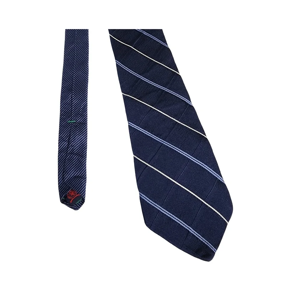 Tommy Hilfiger Mens Navy Silk Striped Navy‎ Classic Necktie